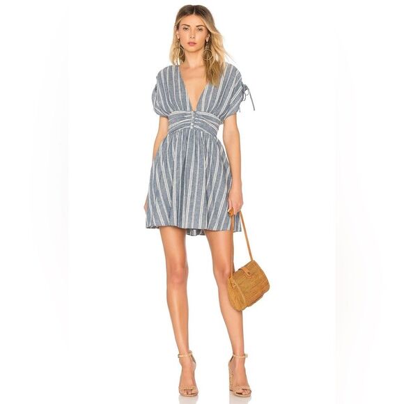 Free People Roll The Dice Striped Dress In Blue size S - Picture 6 of 13